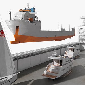 Semi-Submersible Marine Vessel Carrying Boats 3D model