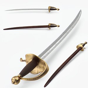 Pirate sword and sheath 3D model