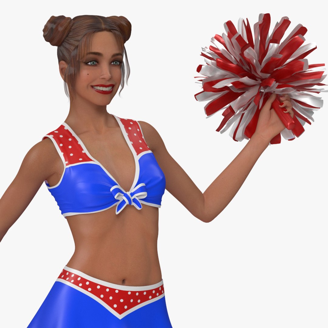 Pompom Dancing European Female 3D model preview
