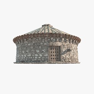 Circular utility room in medieval architecture model