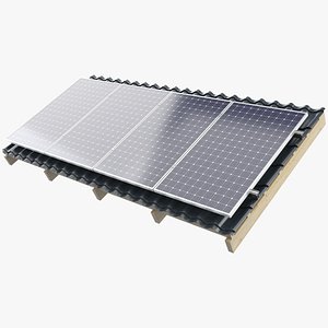 3D Solar Panel on Roof model