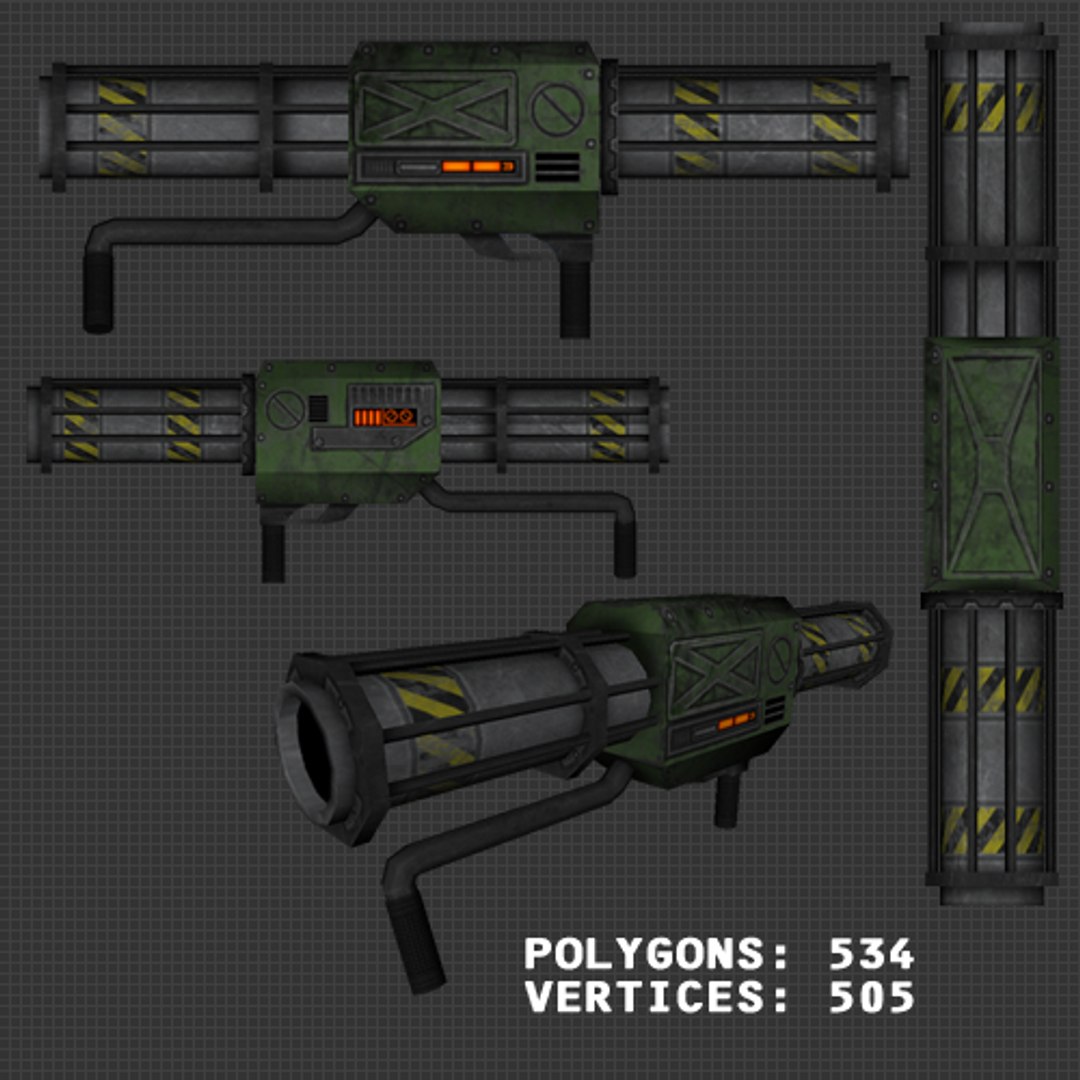free obj model scifi rocket launcher weapon