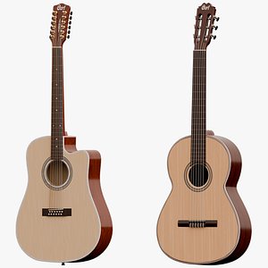 3D Twelve Strings and Classical guitar PBR model