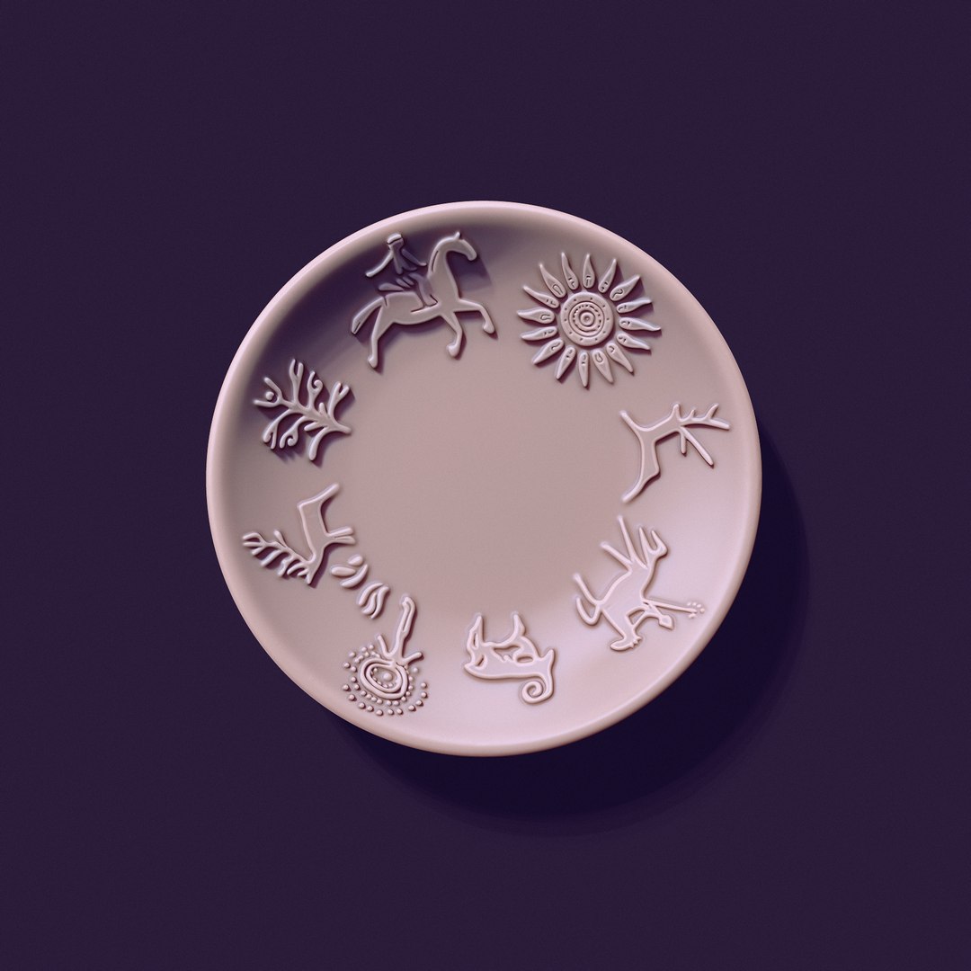  plate shape with petroglyphs diameter - 140mm for casting 3D https://p.turbosquid.com/ts-thumb/Ud/gH3Pnc/Vf/28/jpg/1734546990/1920x1080/fit_q87/552340a45832c2d9eb0a85b104c1ded5756de3bf/28.jpg
