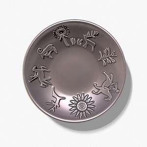  plate shape with petroglyphs diameter - 140mm for casting 3D