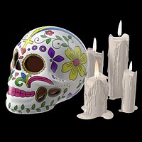 Calavera Flor de Vida with Candles