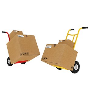 hand truck shipping corrugated 3D model