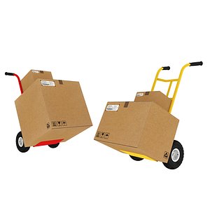 Hand Truck With Corrugated Cargo Shipping Boxes