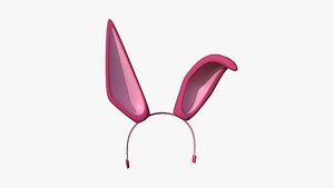 Furry Ears Tiara G02 Pink - Headband Character Design 3D model