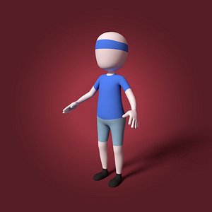3D cartoon tennis player