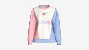 3D Girls 3 Ton Printed Sweatshirt - LOVE model
