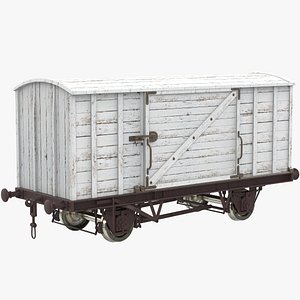 3D wooden container wagon model