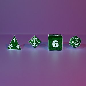 Dice set D4-D6-D8-D20 model