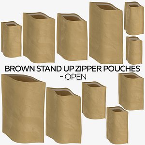3D brown stand zipper pouches