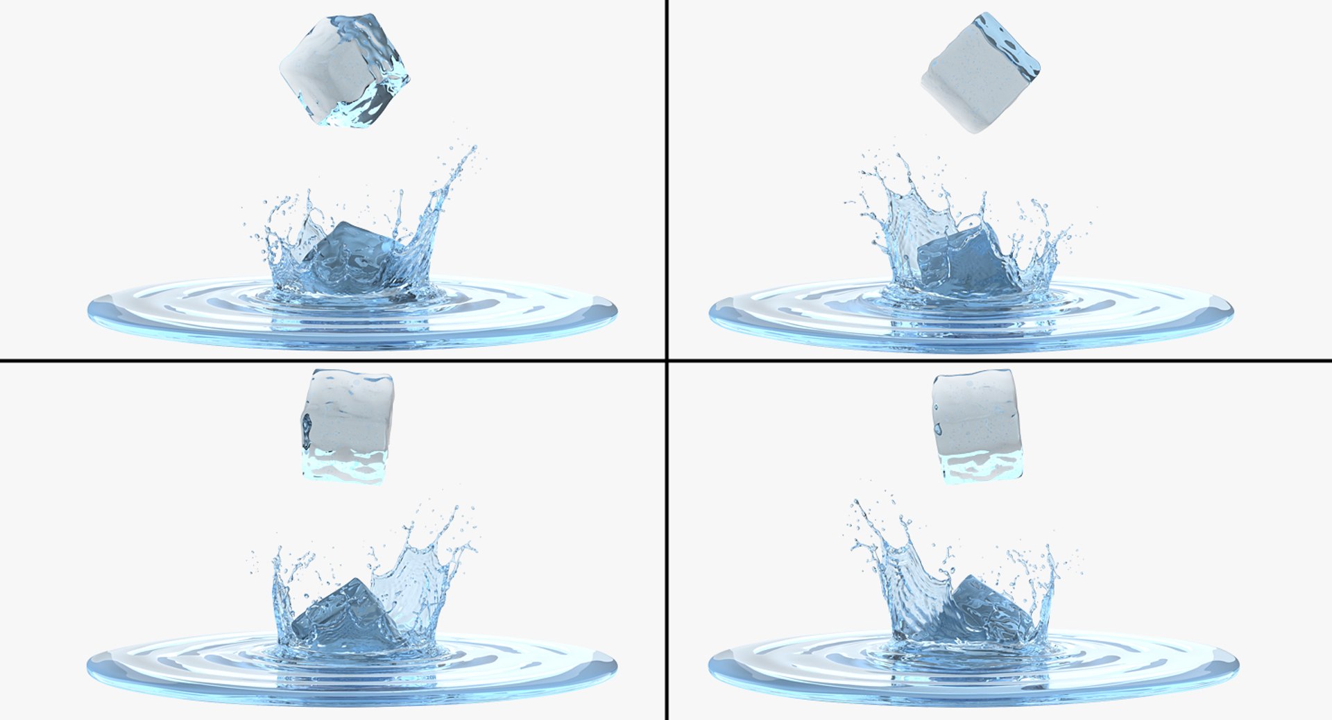 Ice cube water splash 3D - TurboSquid 1237076