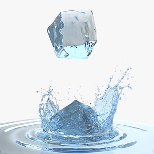 ice cube water splash 3D