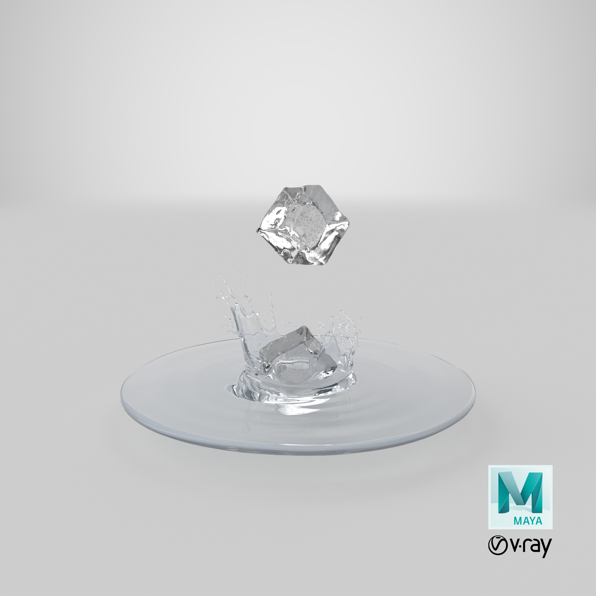 Ice cube water splash 3D - TurboSquid 1237076