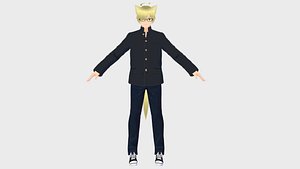 STUDENT BOY ASIAN ANIME KAWAII RIGGED T-POSE SHAPE KEYS