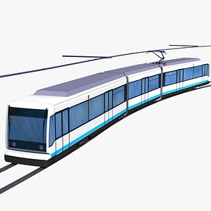 modern 3-segment low floor tram 3D model