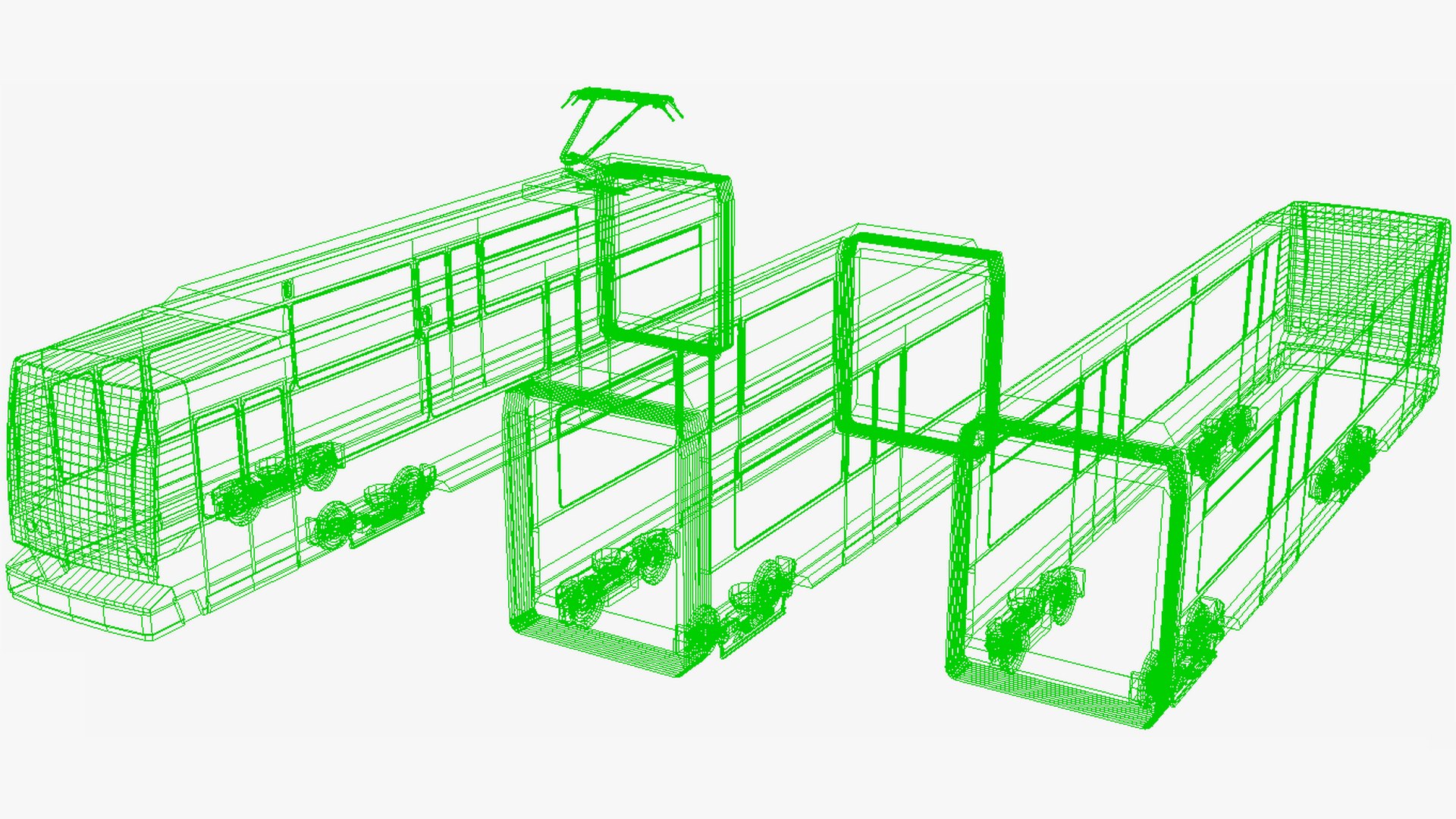 Modern 3-segment low floor tram 3D model - TurboSquid 1996257