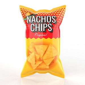 Nachos Chips Bag Packaging Model for Snack Branding