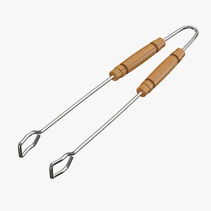 3D barbecue tongs wooden