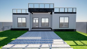 3D model Small 3 bedroom Modern Bungalow