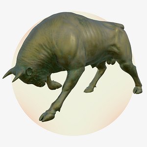 Bull Statue of oxidized brass