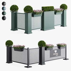 3D model Modular Sidewalk Cafe Partition System