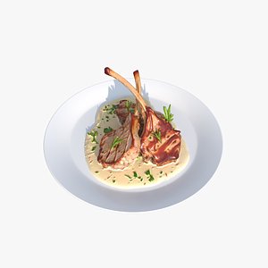 3D model Crusted Lamb Chops With Garlic Souce