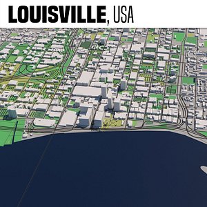 Louisville Kentucky USA 30x30km 3D City Map