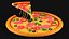 Pizza de dibujos animados con una porción tomada