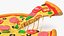 Pizza de dibujos animados con una porción tomada