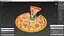 Pizza de dibujos animados con una porción tomada
