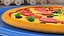 Pizza de dibujos animados con una porción tomada