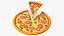 Pizza de dibujos animados con una porción tomada