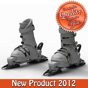 3d hill ski boots binder model
