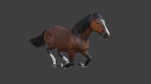 3D Animated Brown Horse 3D model