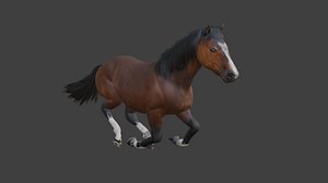 Animated Brown Horse 3D model