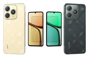 Realme C6 Malaysia Dark Green And Sparkle Gold Low Poly 3D model