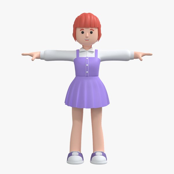 Minimal Woman Cartoon Character 03 3D model