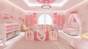 Newborn Baby Girl Bedroom Design 3D