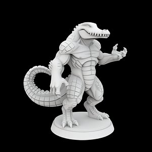Anthro Crocodile Miniature 3D Printable Model Fantasy Collectible 3D model