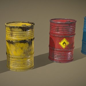 3D model Lowpoly Barrels Set