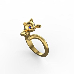 3D fashionable kitten jewelry set model
