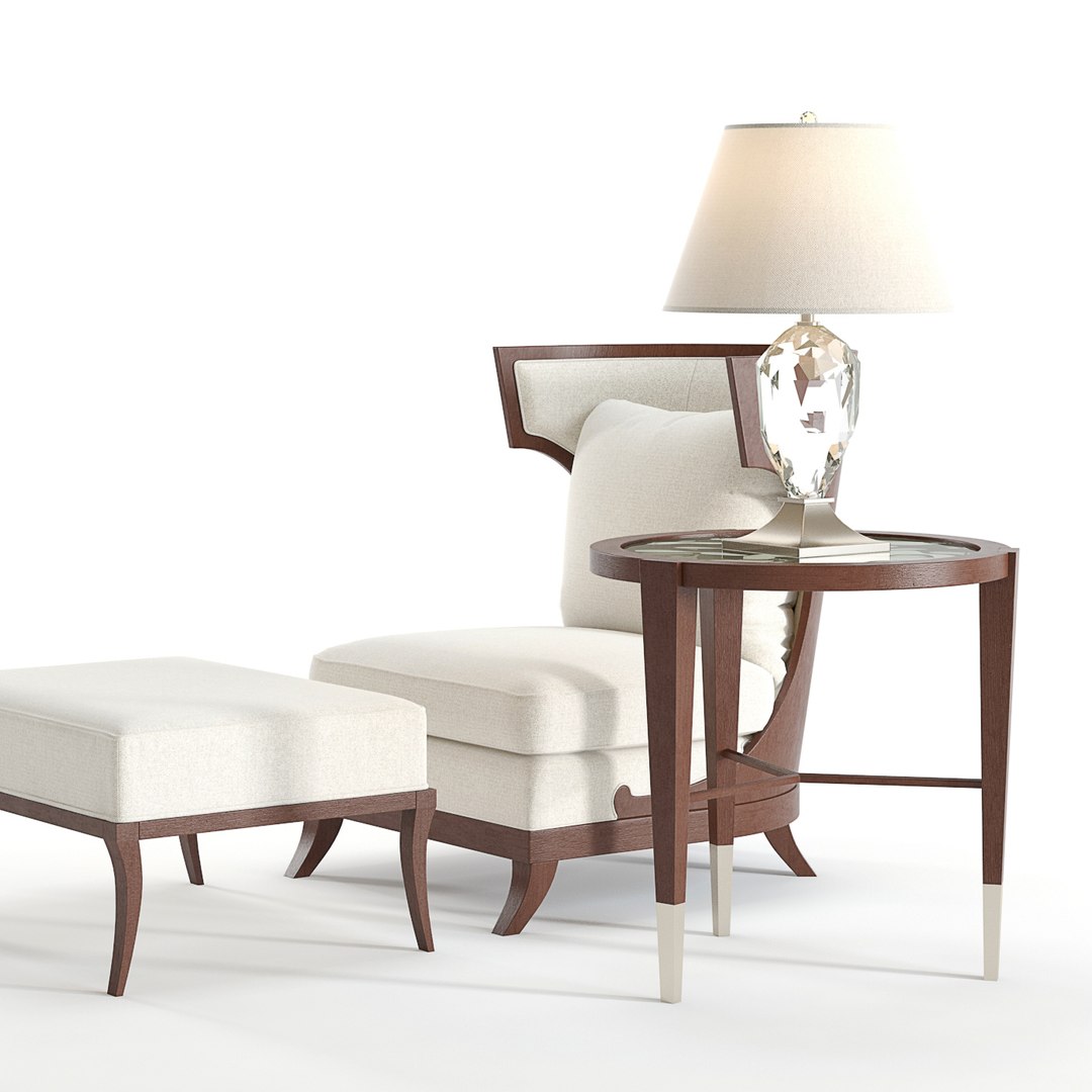 Bakers Atrium Chair Ottoman 3D - TurboSquid 1189202