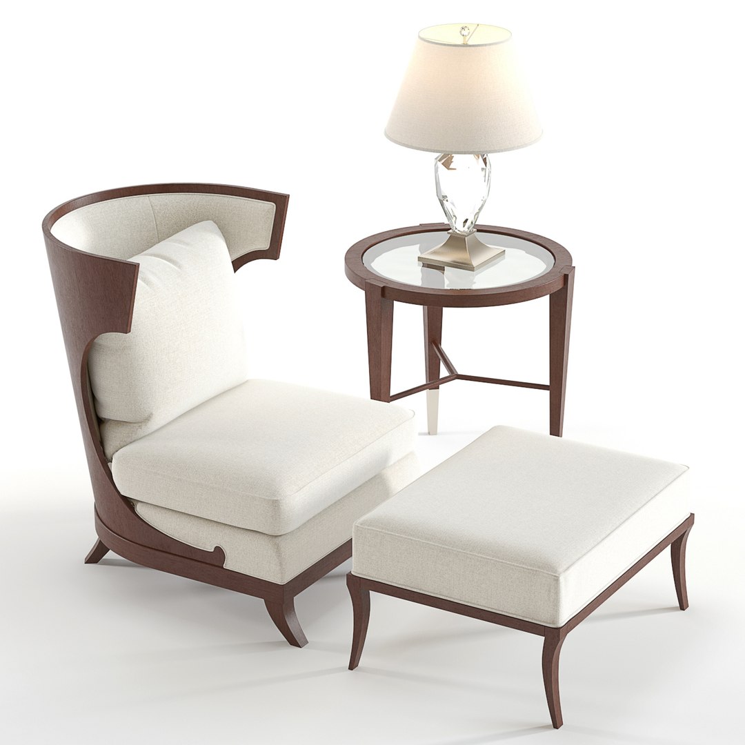 Bakers Atrium Chair Ottoman 3D - TurboSquid 1189202