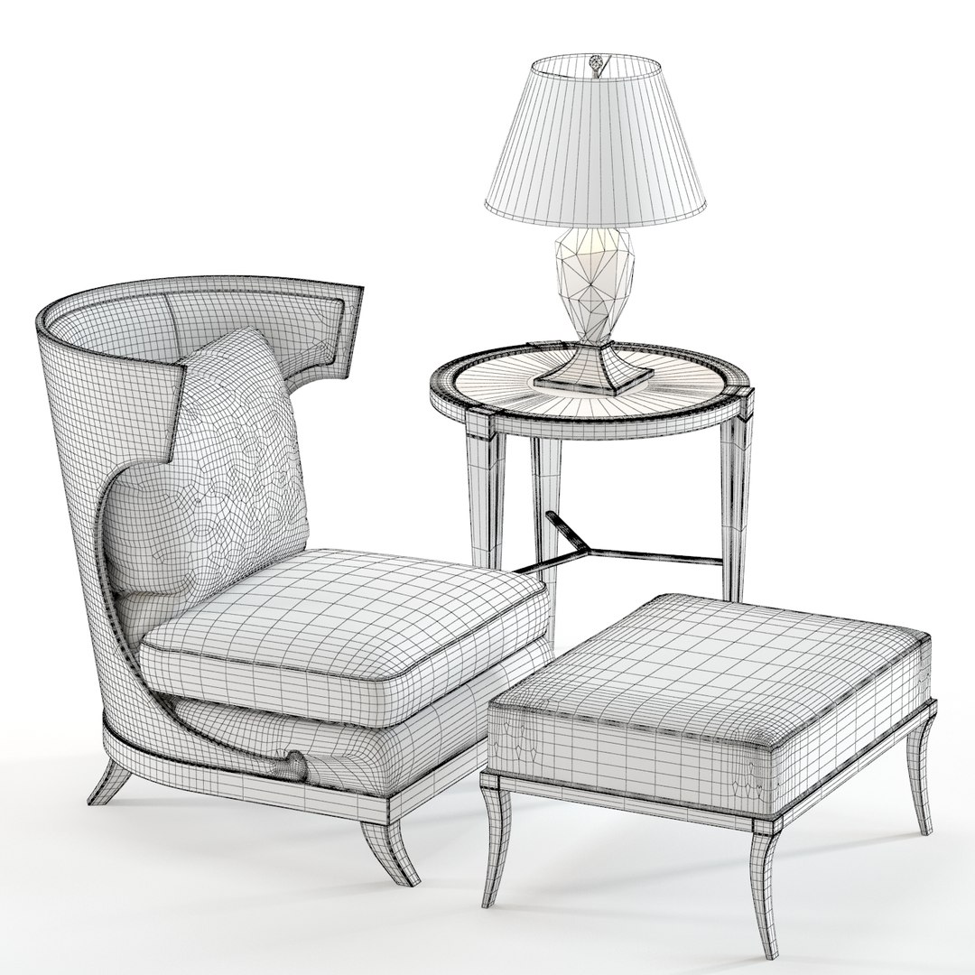 Bakers Atrium Chair Ottoman 3D - TurboSquid 1189202