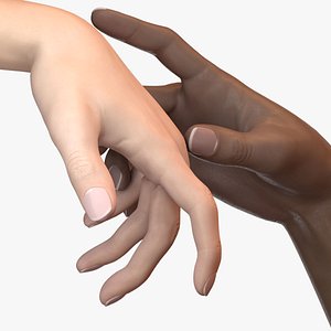 3D Female Hand with high poly model