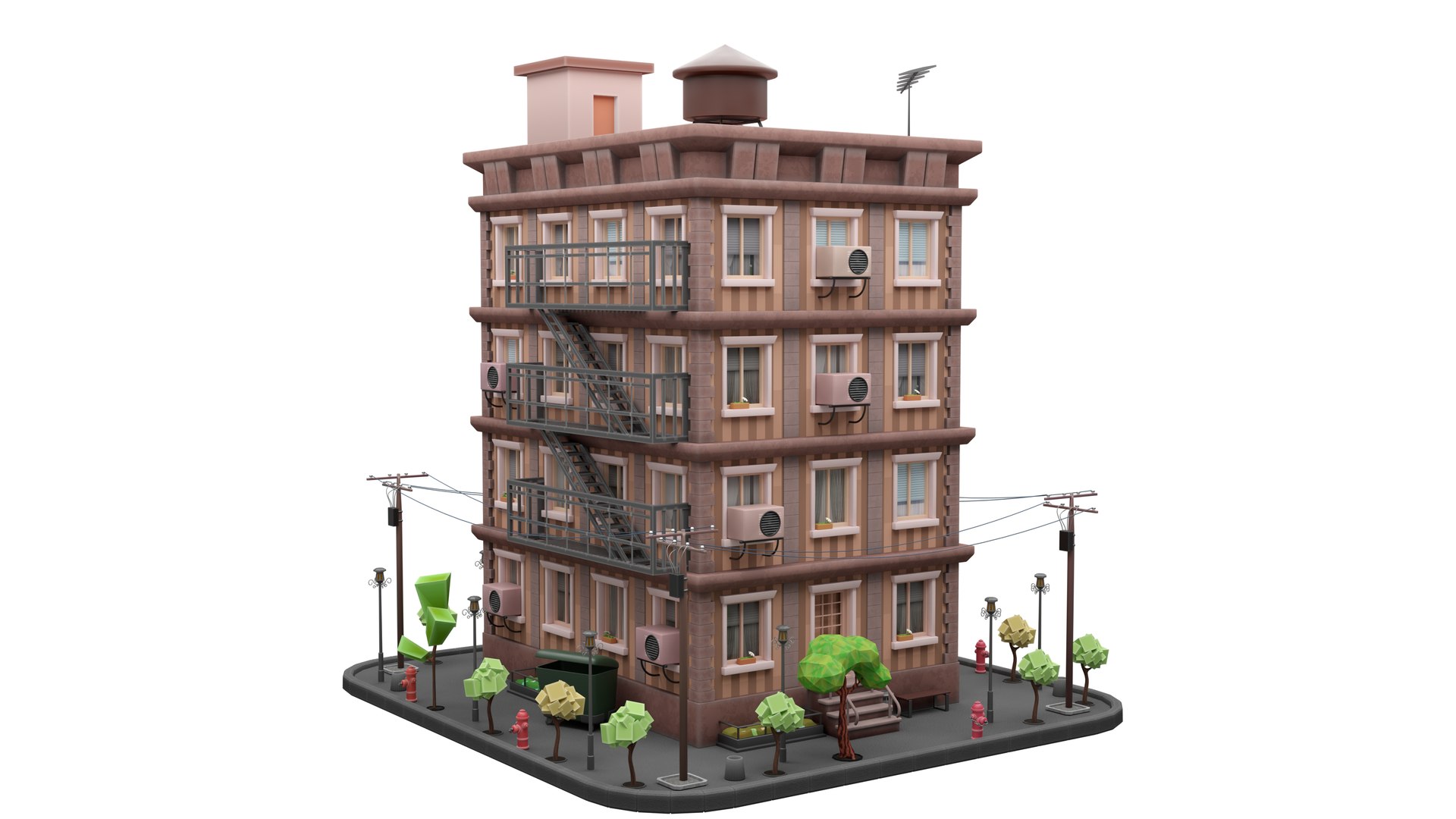 3D Stylized Low Poly Apartment Building with Yard - Blender Project model https://p.turbosquid.com/ts-thumb/Uf/vG6x5j/96/preview_1080_002/jpg/1792497447/1920x1080/fit_q87/5839ce84d3e149696a1885b87db037fad6c26c03/preview_1080_002.jpg